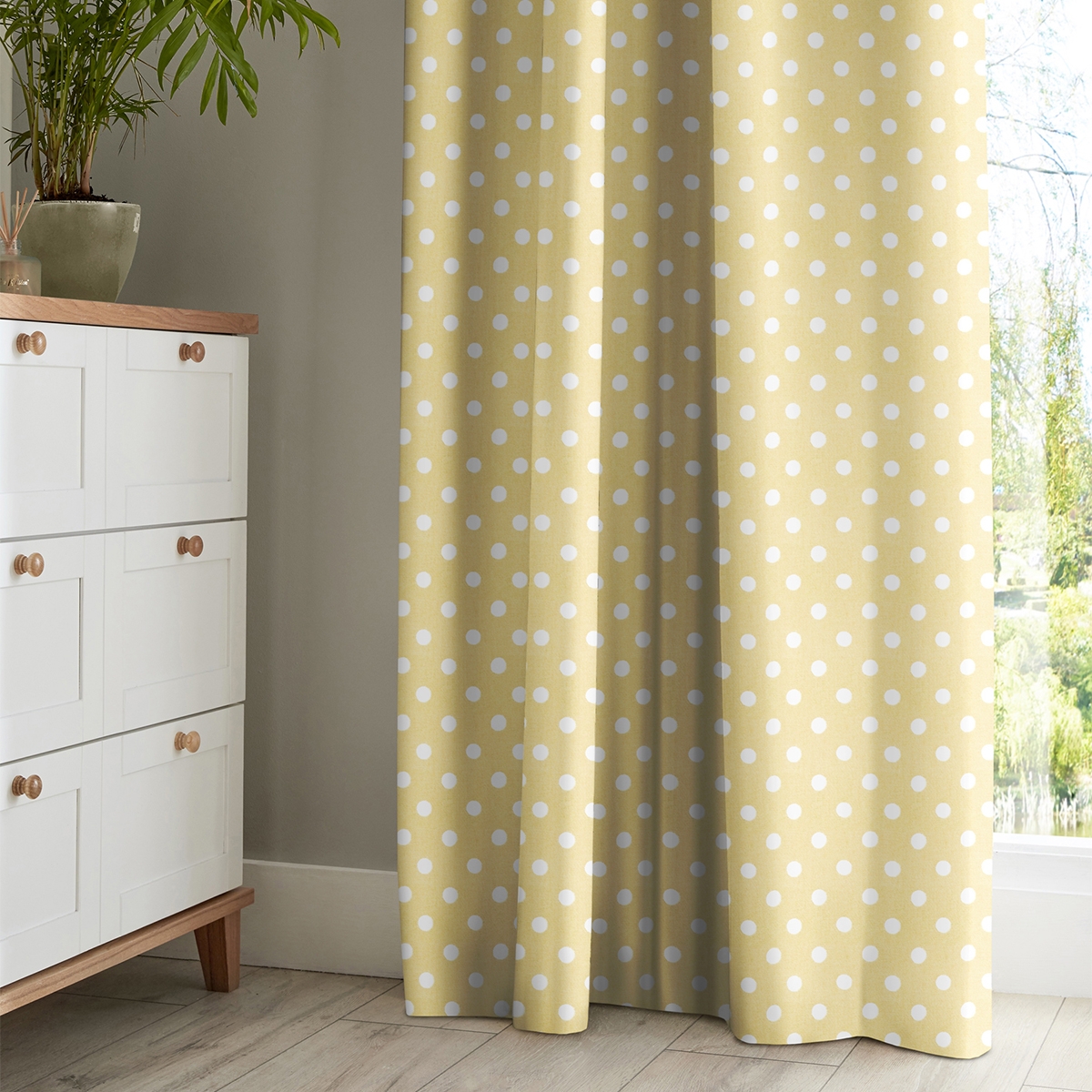 Product photograph of Cath Kidston Button Spot Yellow Curtain from Choice Furniture Superstore.